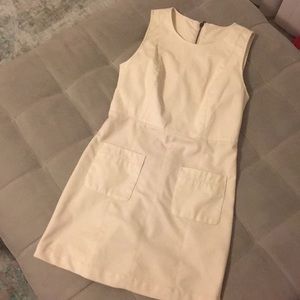 Faux leather white mini dress with pockets
